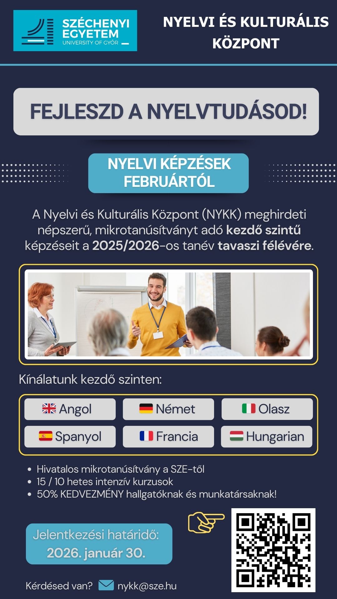 Nyelvi mikroképzések 2025/26 tavaszi félévben